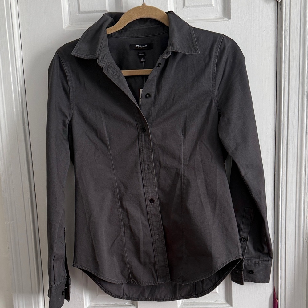 Madewell Fitted Dark Gray Button-Front Shirt